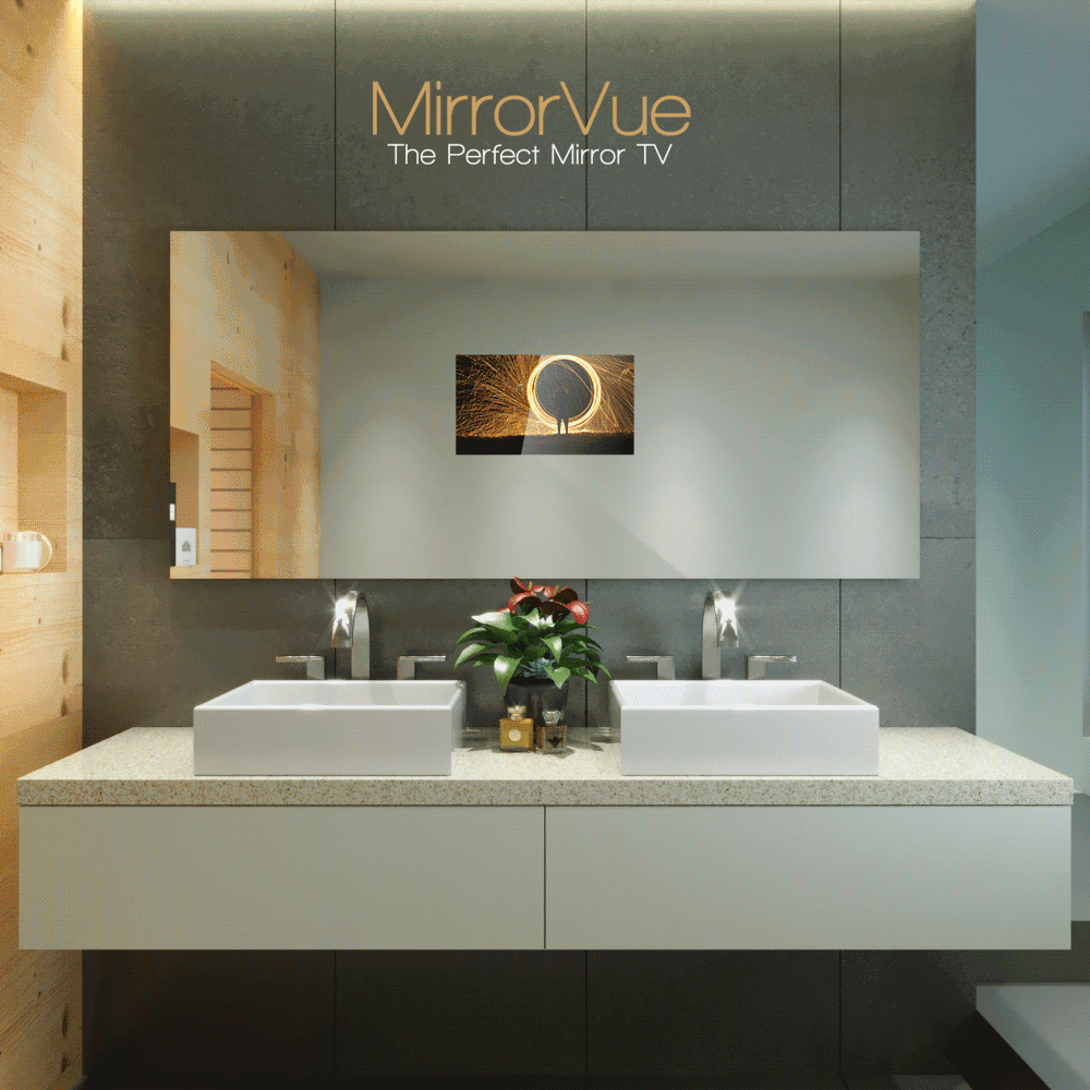 Bathroom showcasing MirrorVue Mirror TV, illustrating various installation options in Jurong West.