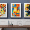 Oil paintings displayed on a smart TV display.