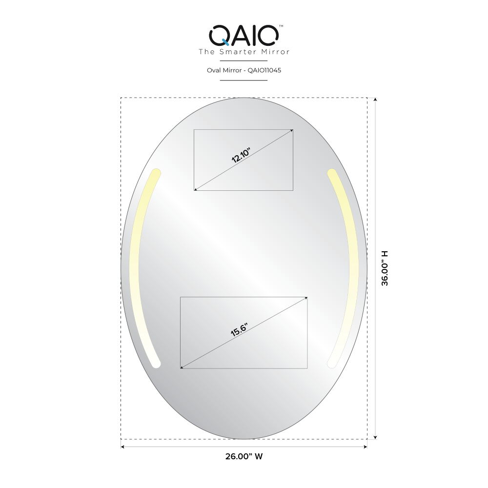 QAIO Oval  26″ width x 36″ height, with 15.6”  TV (QAIO11045)