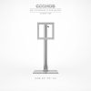 Self standing floor TV mount made of stainless steel.