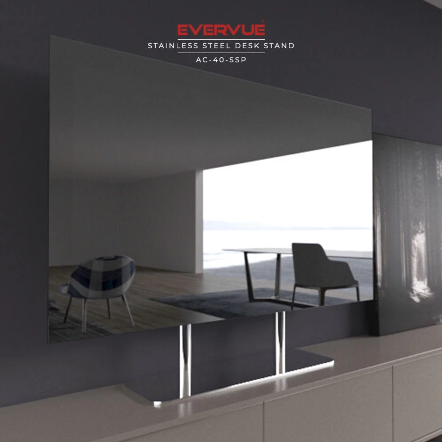 The Evervue stainless steel desk stand showcases a modern design tailored for workspaces in Singapore.