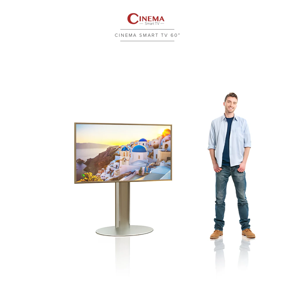 In Singapore, a single circular floor stand showcases a 60-inch Cinema Smart TV display.