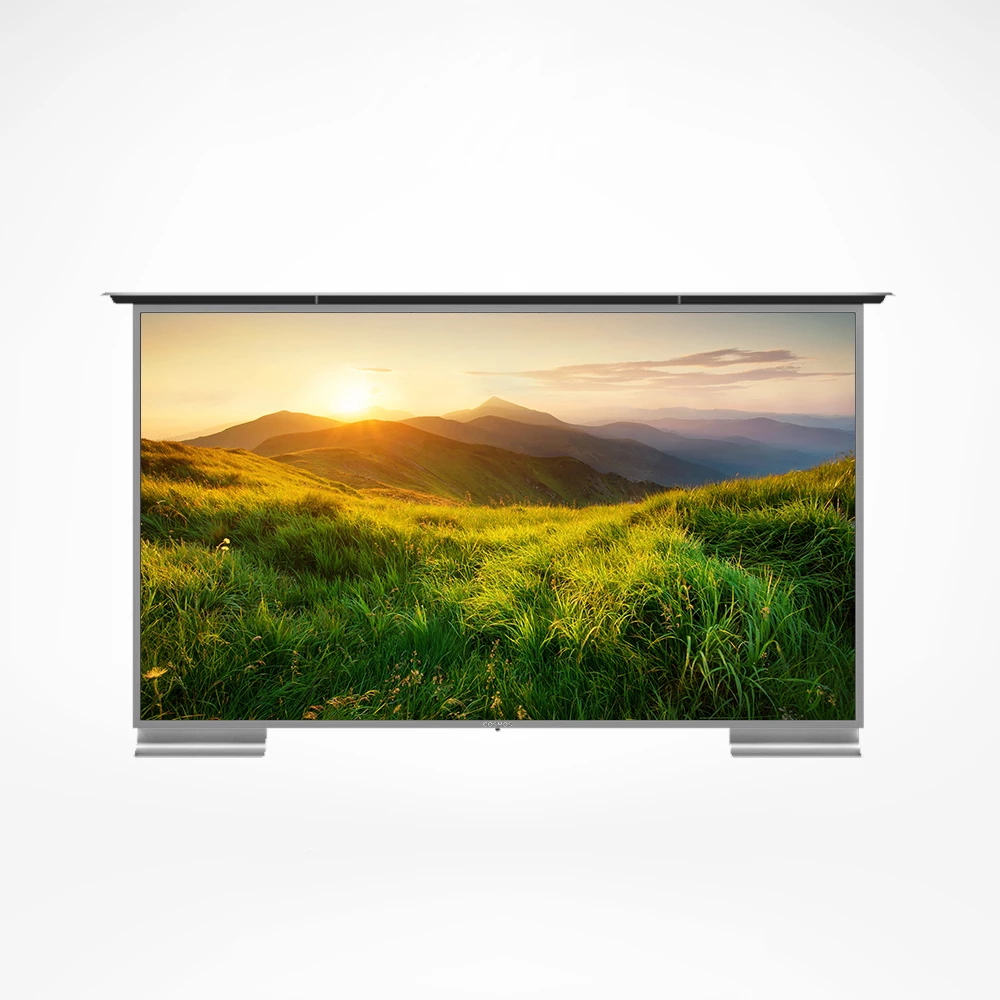 A 60-inch flatscreen Outdoor TV with a contemporary design and 4K Ultra HD resolution, for Ulu Bedok.