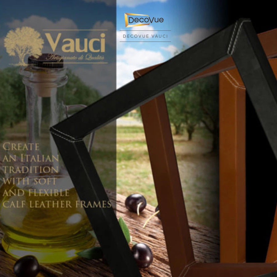 DecoVue Vauci flexible and soft calf leather framed mirror TV with brown and black color in Bedok New Town.