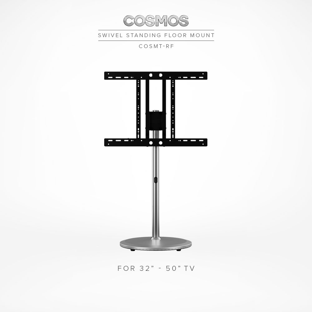 Very stable swivel standing floor TV mount with round base.