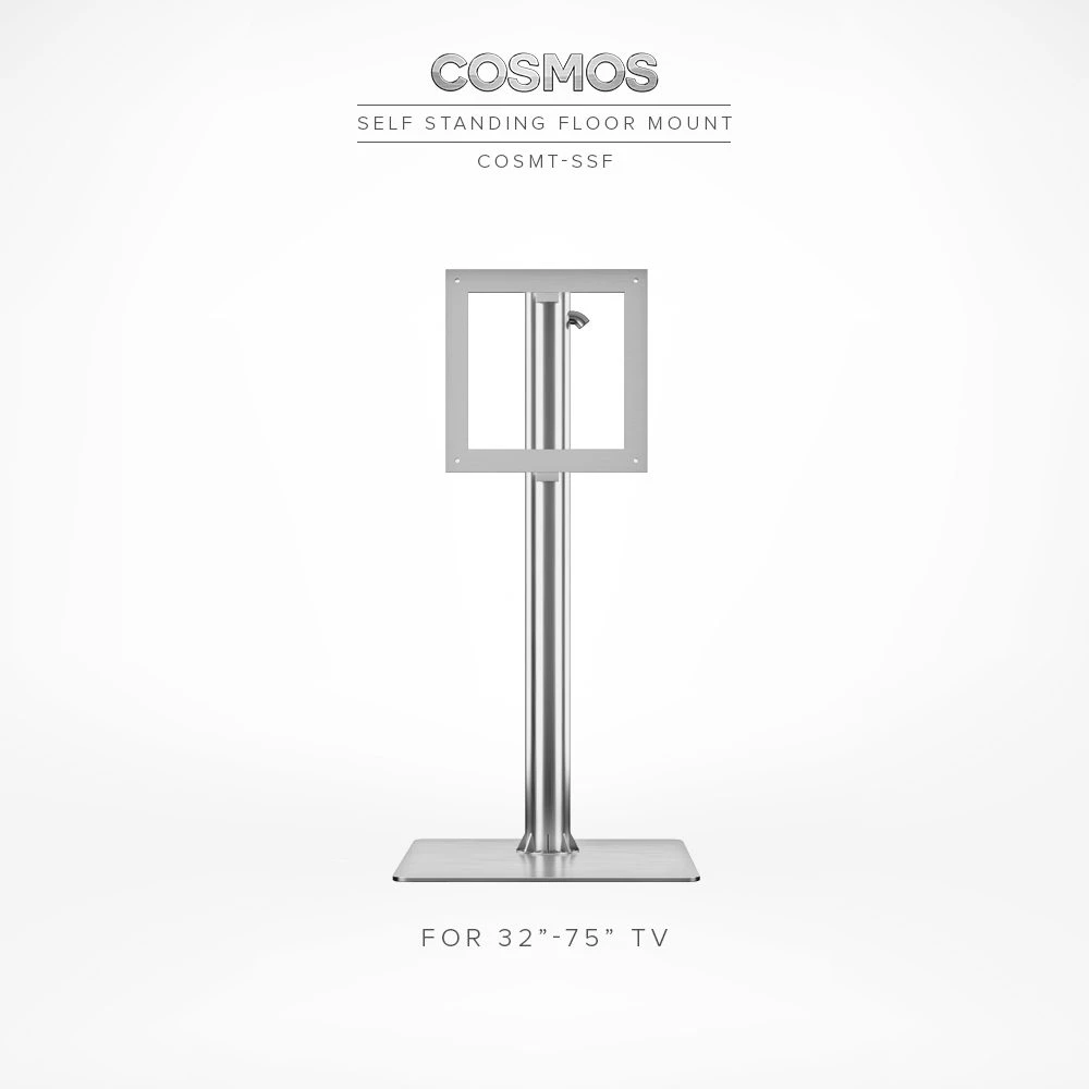 Showcasing stainless steel self-standing mount for Cosmos Outdoor TV in Woodlands.